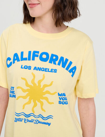 T-shirt manches courtes jaune clair femme