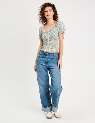 Blouse manches courtes vert kaki femme