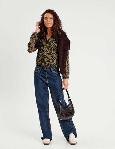 Blouse manches longues noir femme