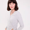 Pull duveteux col rond manches longues gris clair femme
