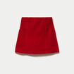 Jupe trap&egrave;ze en velours rouge femme