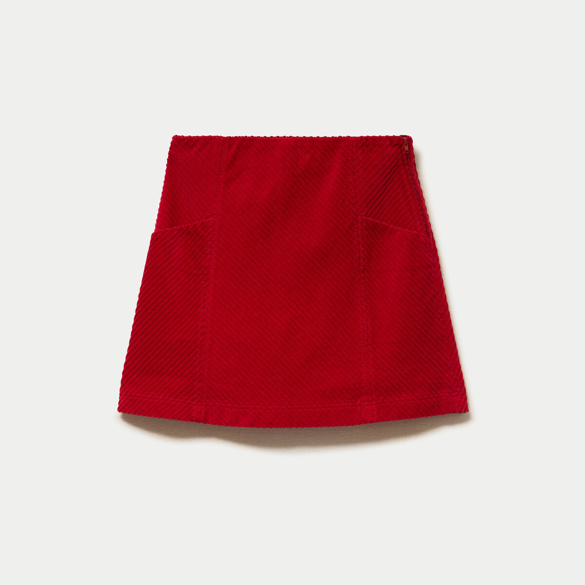 Jupe trap&egrave;ze en velours rouge femme