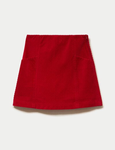 Jupe trap&egrave;ze en velours rouge femme