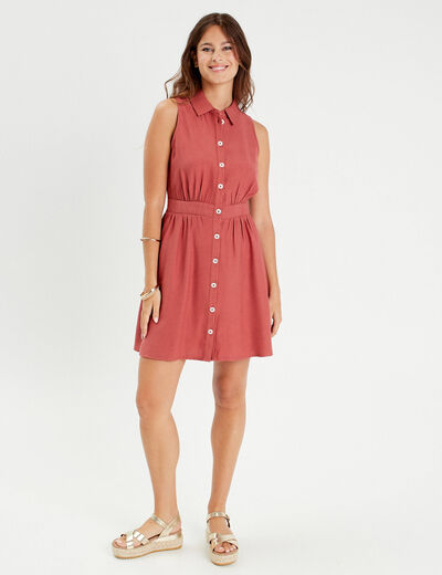 Robe chemise patineuse vieux rose femme