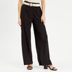 Pantalon large fluide ceinturé noir femme