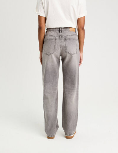 Jeans droit 5 poches denim gris femme