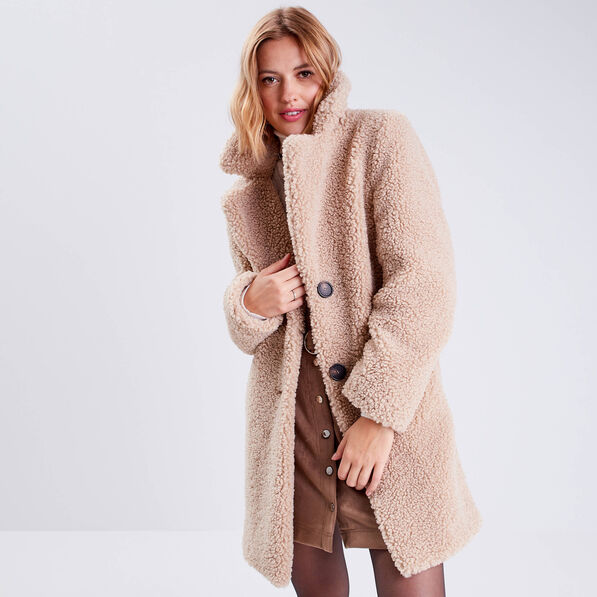 manteau droit boutonne beige femme Manteau droit boutonné beige femme