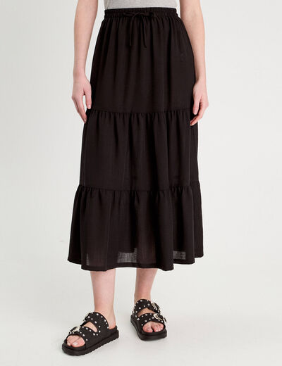 Jupe évasée longue noir femme