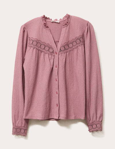 Blouse manches longues vieux rose femme