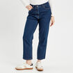 Jeans droit cropped taille haute denim brut femme