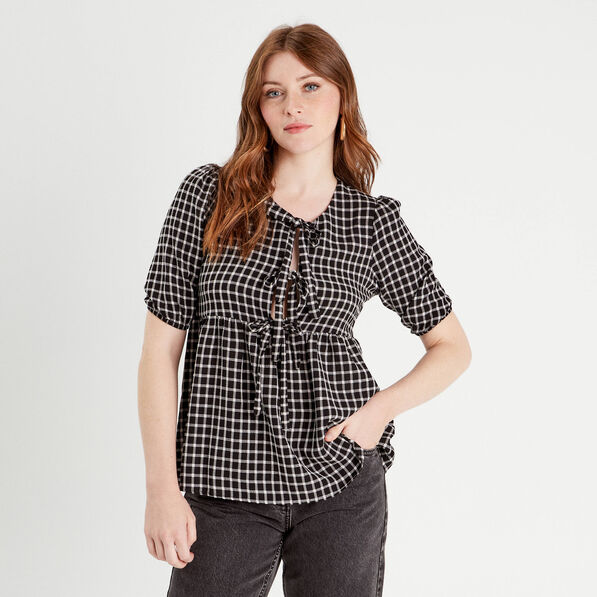 Blouse manches courtes noir femme