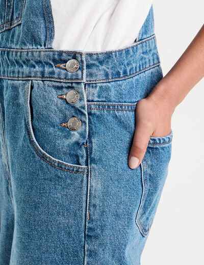Salopette mom en jean denim stone femme