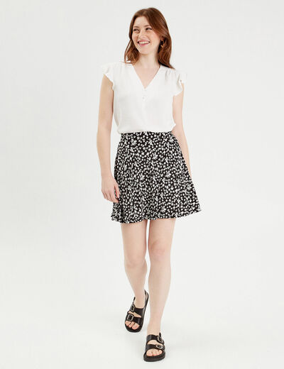 Jupe short droite noir femme