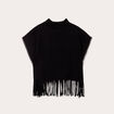 Poncho avec franges noir femme