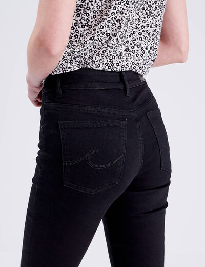 Jeans droit taille haute denim noir femme