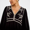 Robe droite courte col v manches 3/4 noir femme