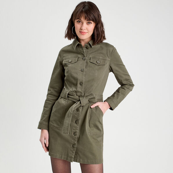 robe chemise droite ceinturee vert kaki femme Robe chemise droite ceinturée vert kaki femme