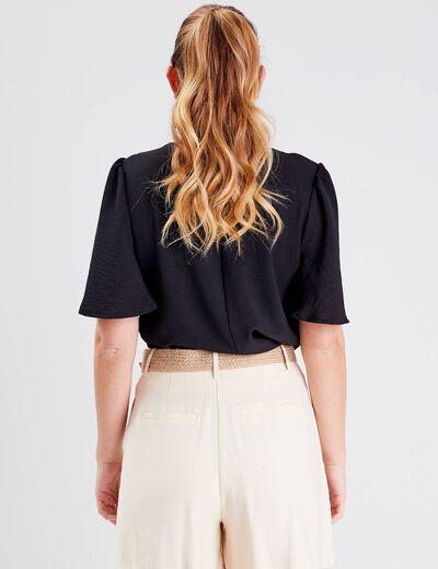 Blouse manches courtes noir femme