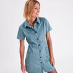 Robe droite boutonnée suédine vert foncé femme