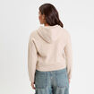 Pull &agrave; capuche manches longues beige femme