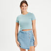 T-shirt cintré cropped bleu gris femme