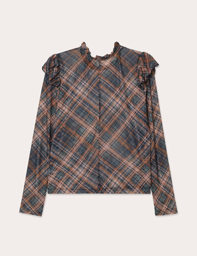 Blouse maches mongues marron foncé femme