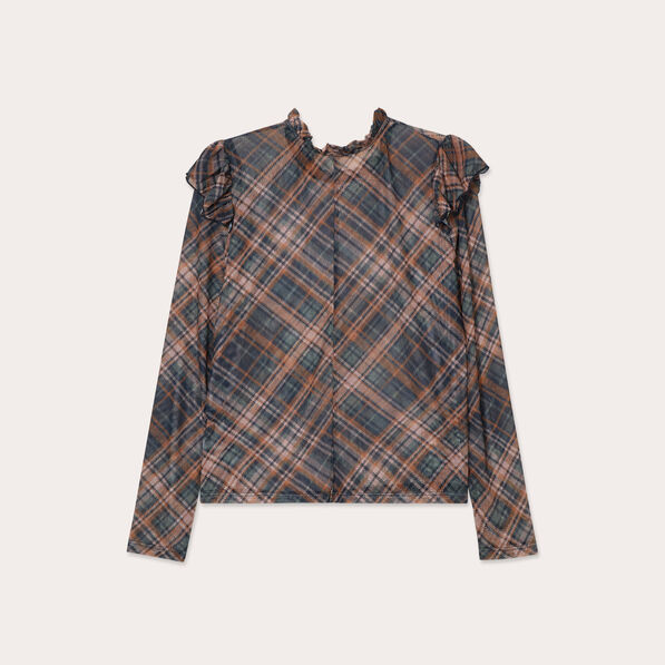Blouse maches mongues marron foncé femme