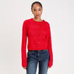 Gilet boutonn&eacute; manches longues rouge femme