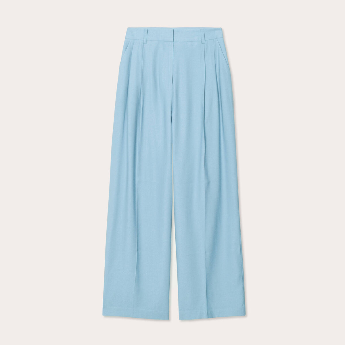 Pantalon large avec pinces bleu gris femme