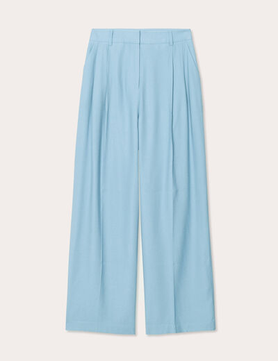 Pantalon large avec pinces bleu gris femme