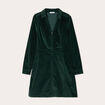 Robe trapèze velours zippée vert foncé femme