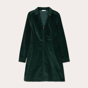robe trapeze velours zippee vert fonce femme Robe trapèze velours zippée vert foncé femme