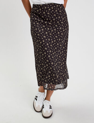 Jupe longue évasée noir femme
