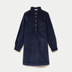 Robe &eacute;vas&eacute;e velours col montant bleu marine femme
