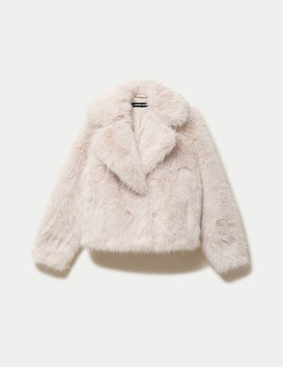 Manteau fausse fourrure ivoire femme