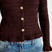 Gilet col rond manches longues bordeaux femme