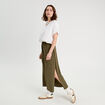 Jupe longue &eacute;vas&eacute;e fluide vert kaki femme