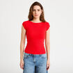 T-shirt cintr&eacute; col bateau rouge femme