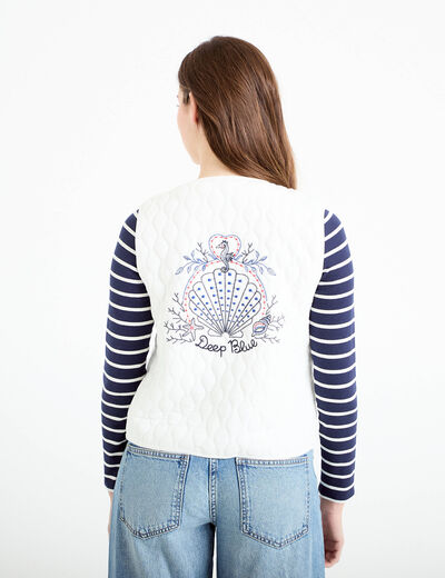 Gilet sans manches matelass&eacute; ecru femme