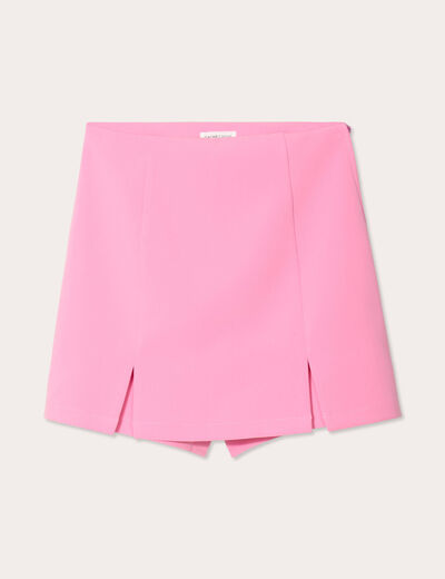 Jupe-short droite fentes rose clair femme