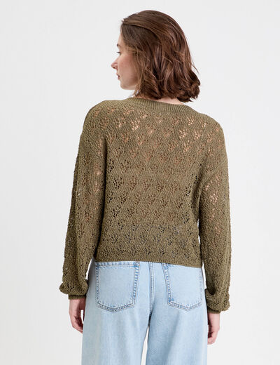 Pull manches longues vert foncé femme