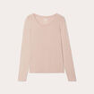 T-shirt uni à manches longues sable femme