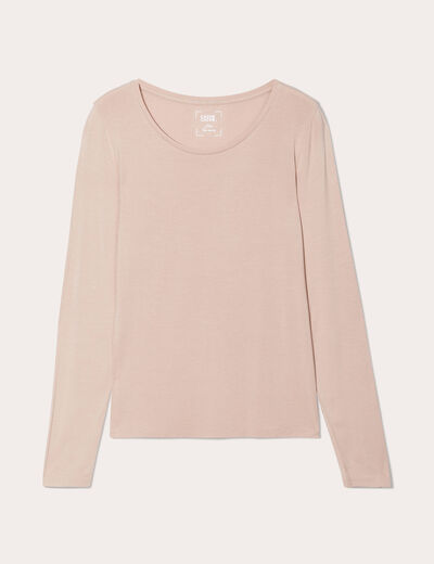 T-shirt uni à manches longues sable femme