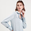 Chemise manches longues satin bleu clair femme