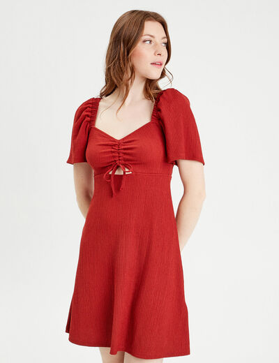 Robe droite avec noeud vieux rose femme