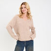Pull avec col en V beige femme