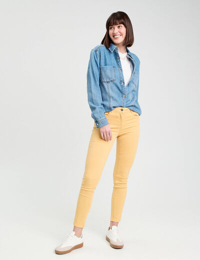 Jeans slim 5 poches jaune clair femme