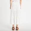 Jupon long &eacute;vas&eacute; avec broderie blanc femme