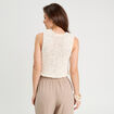 Gilet cropped sans manches ecru femme