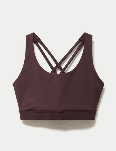 Brassi&egrave;re de sport fines bretelles marron fonc&eacute; femme